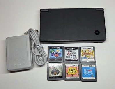 Nintendo DSi Launch Edition Black OEM JP + 6 Games & Charger - Tested & Working