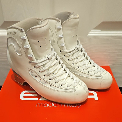 Edea Ice Fly White Figure Skate Boots, No Blades, Ice Skating 245B