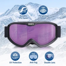Ski Goggles Pro, Magnetic Snow Goggles UV Protection Interchangeable Lens Purple