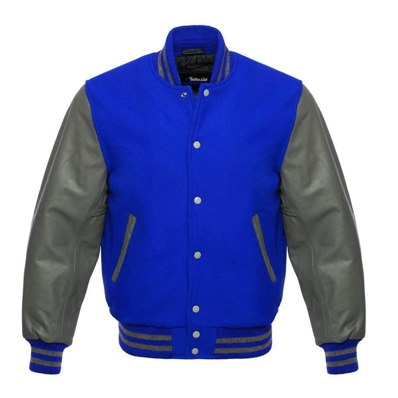 Authentic Wool Varsity Jacket with Leather Sleeves High-Quality Letterman Jacket