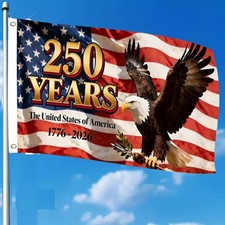 250th Anniversary American Flag 3x5ft Outdoor Patriotic Decoration 1-Sided