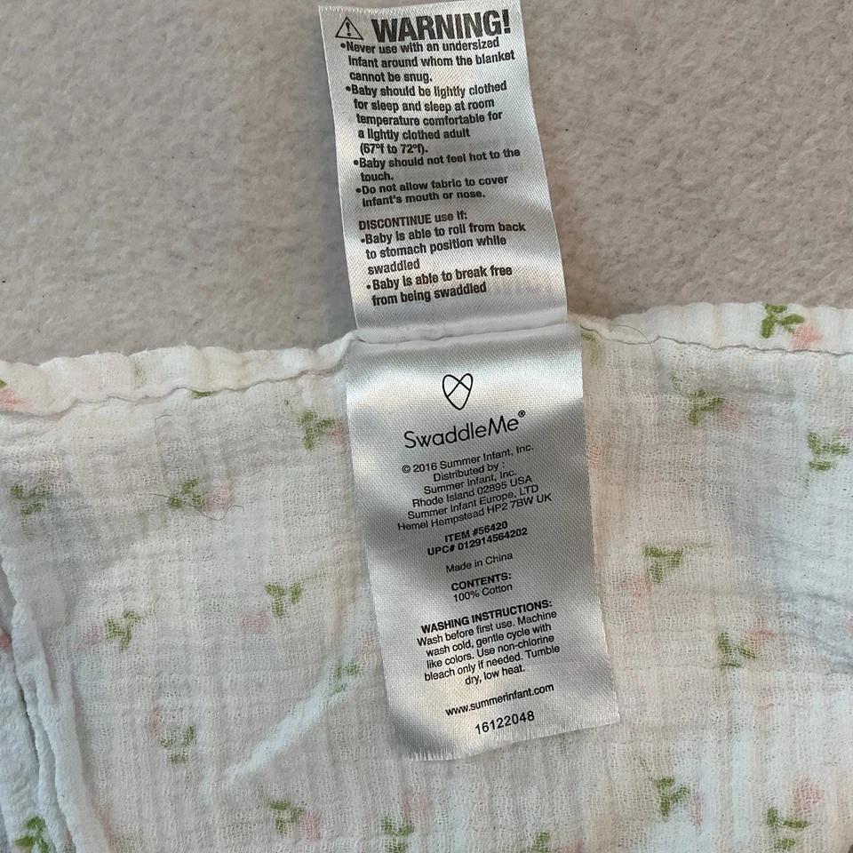 Детское одеяло Swaddle Me Summer с розовыми цветочными цветами муслиновым хлопком - Изображение 4 из 4