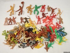 Lot Vintage Plastic Toy Figures - Cowboys, Air Force, Soldiers, Settlers, Indian