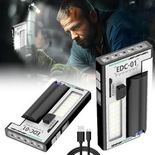 COB LED Cordless Magnetic Work Light USB Rechargeable Inspection Lamp Torch UK~