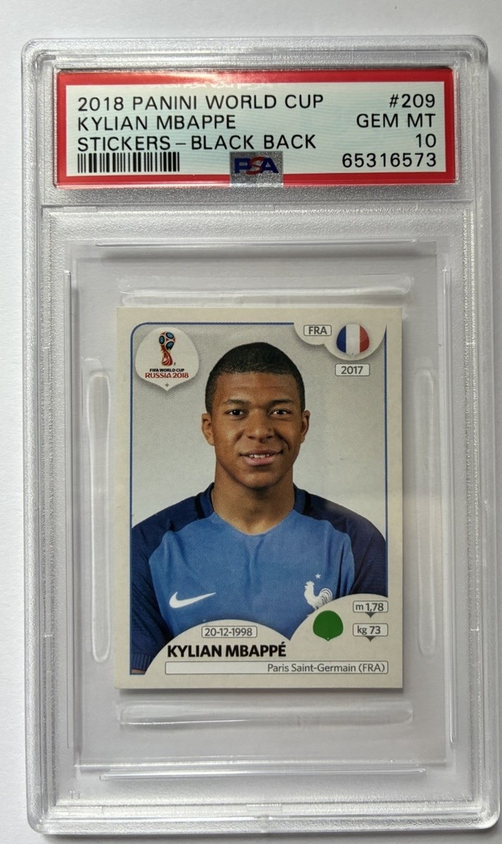 2018 PANINI WORLD CUP STICKERS #209 KYLIAN MBAPPE BLACK BACK PSA