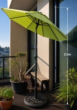 2.5m Outdoor Garden Parasol Sunshade Tilt with Crank and 9 kg decorated base