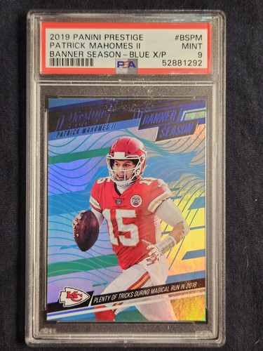 2019 Prestige Patrick Mahomes II Banner Season-Blue X/P MINT PSA 9