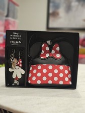 Disney Minnie Mouse Mini Hand Bag 3 Pcs Gift Set Minnie Glove Keychain Purse/NEW
