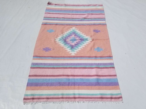 Vintage Handmade Traditional Pictorial Multicolor Kilim Rug Carpet 199x120cms