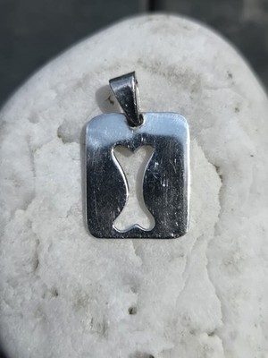 .925 Sterling Silber Knochen Cutout Anhänger - New Old Stock! 4,2 Gramm - 1 Zoll 