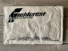 Fieldcrest Flat Percale Sheet Eyelet Embroidered Scallop Edge Twin 
