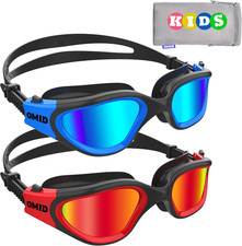 Kids Swim Goggles, P2 Mini 2 Packs Comfortable Polarized Swimming Goggles Age 6-