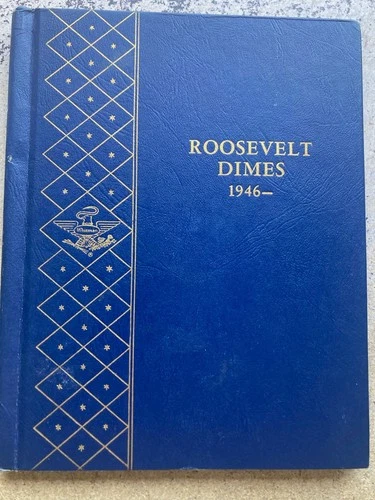 Roosevelt Dime set in classic folder, 1946-1964 complete 48 coins in superior BU