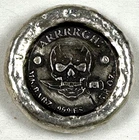 1 oz .999 Fine Silver Hand-Poured Pirate Skull Round ARRRRGH - MK BARZ
