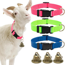 3 Pack Goat Collars with Bells, Adjustable Pet Collar Anti-Lost Loud Bronze Gr