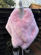 Umren Pink Stole Wrap Cape Fox Fair Fur OS Polyester