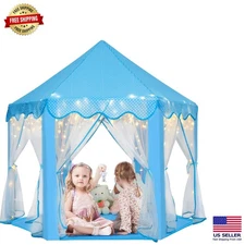 Deluxe Kids Princess Castle Tent - 55 x 53'' with Lights for Indoor/Outdoor Play