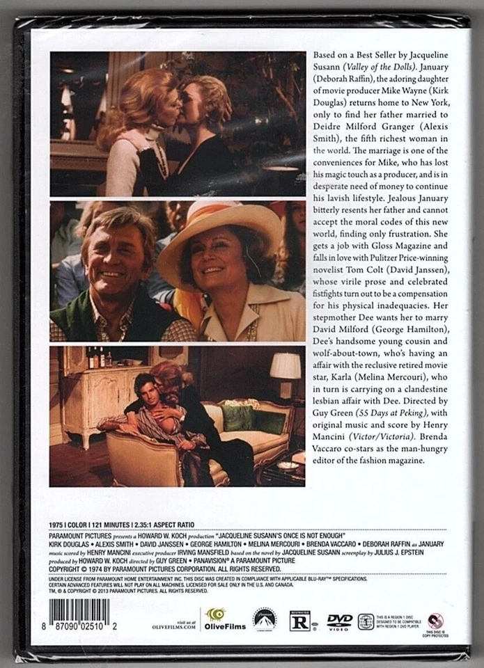 NEW RARE OOP OLIVE FILMS JACQUELINE SUSANN ONCE IS NOT ENOUGH MOVIE DVD 1975 - Image 2 of 2