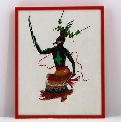 Original Painting Native American Dine Apache Crown Dancer Edison Smith