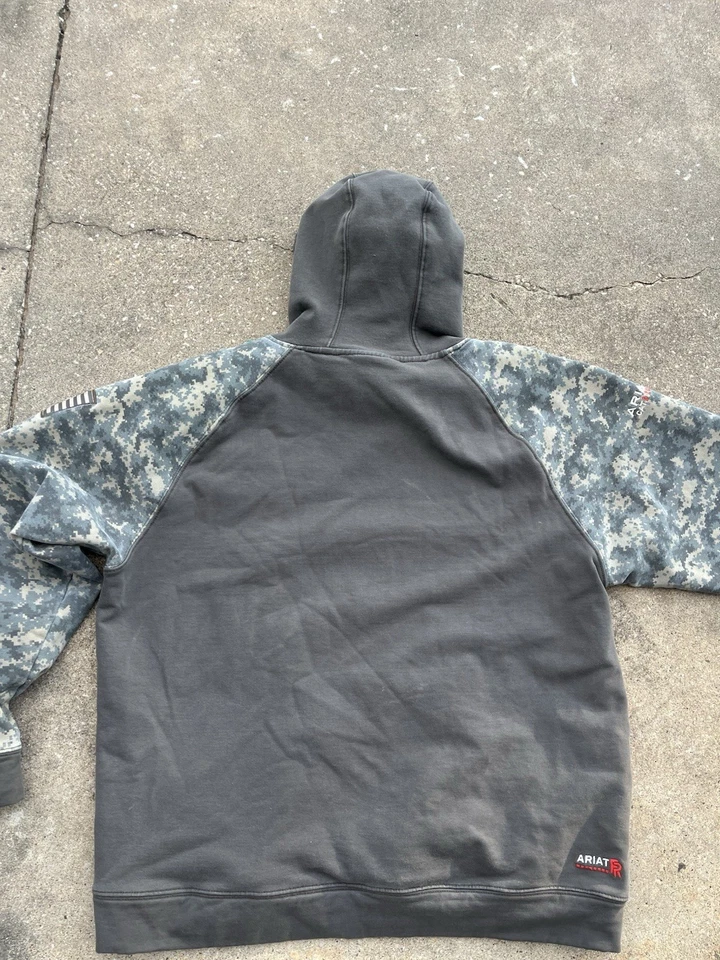 Sudadera con Capucha Ariat FR Camuflaje Grande Verde Trabajo Resistente al Fuego CAT 2 HRC Para Hombres Foto 4 de 4