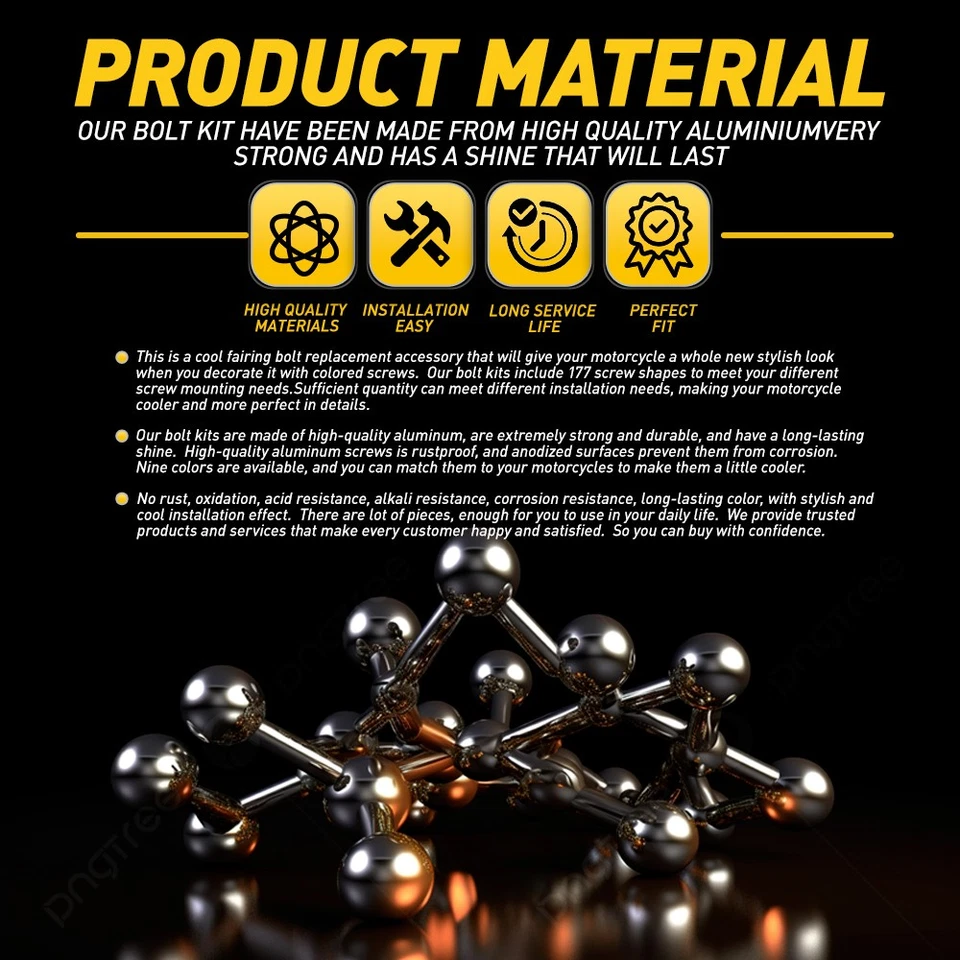 For Suzuki Honda Steel  Fairing Bolts Bodywork Gold Screws Set of 177 Universal - Image 4 of 4