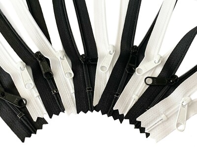 Ykk #3 Coil Long Pull (Non-Lock) Handbag Zipper 4''-14'' Black or White