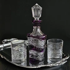 Bohemian Caesar Crystal POEM Luxury Whiskey Set - Bottle & Two 11 Oz Tumblers