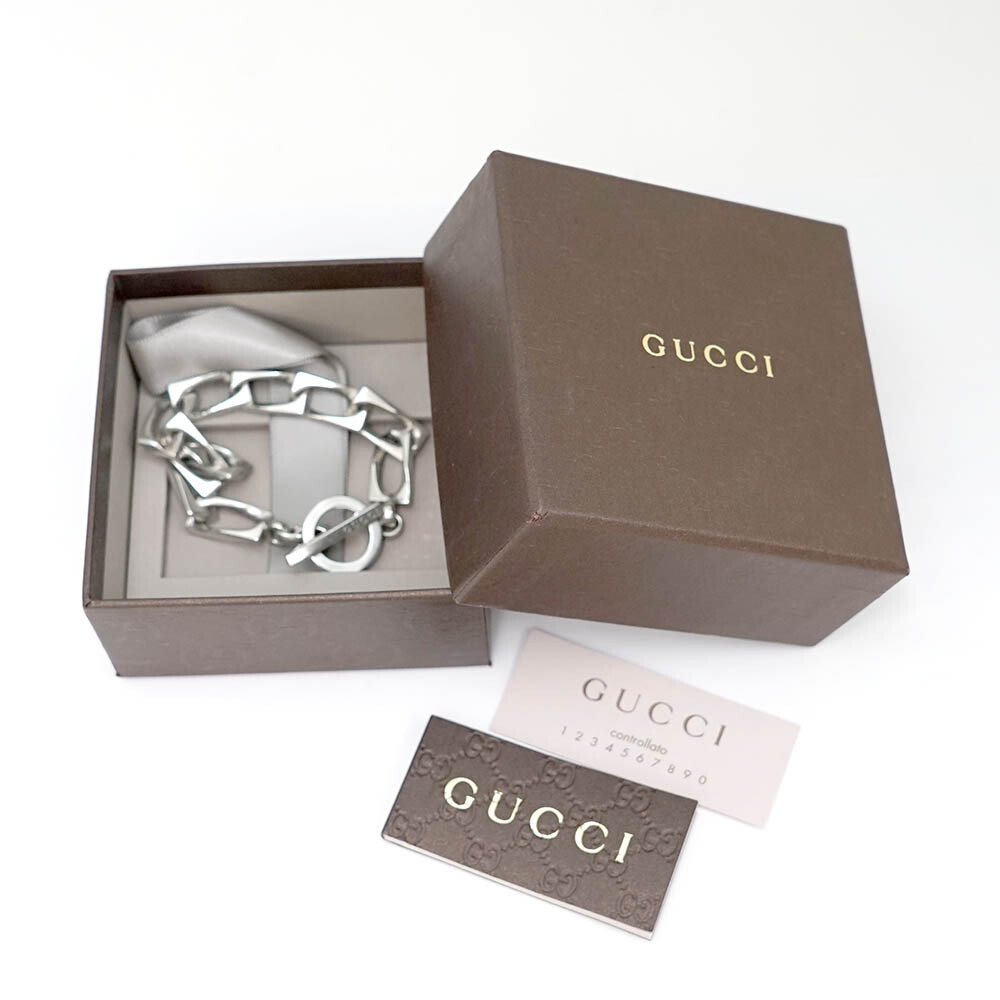 GUCCI Vintage Link Chain Toggle Bracelet 7
