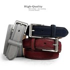 Nickel Brushed Buckle Men's Suede Belt Genuine Leather Casual Dress Belt 