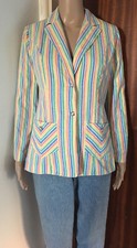 Vtg Jacket Stripes By Anne Dowdy Vtg. Size 38 Chest Rare Find Ladies