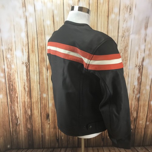 Mens Leather Jacket First Gear Earl Black and Orange New with Tags - Picture 6 of 12