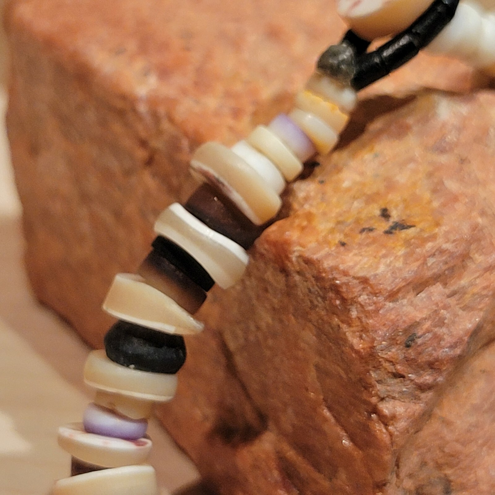 Shell Bead Bracelet Disc Handcrafted Artisan Folk… - image 9