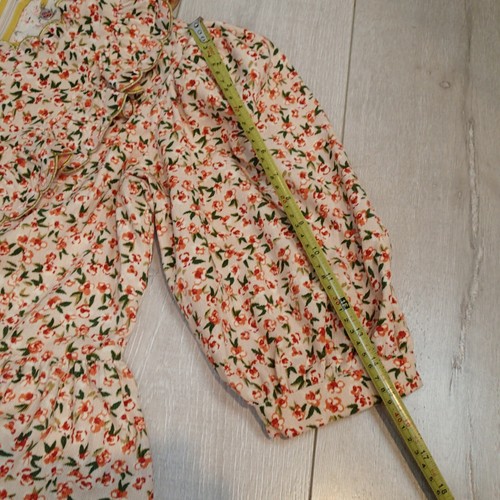 350$ Celia B Abaca Floral Corduroy Bib Prairie Ruffle Midi Dress Size m - Picture 20 of 22