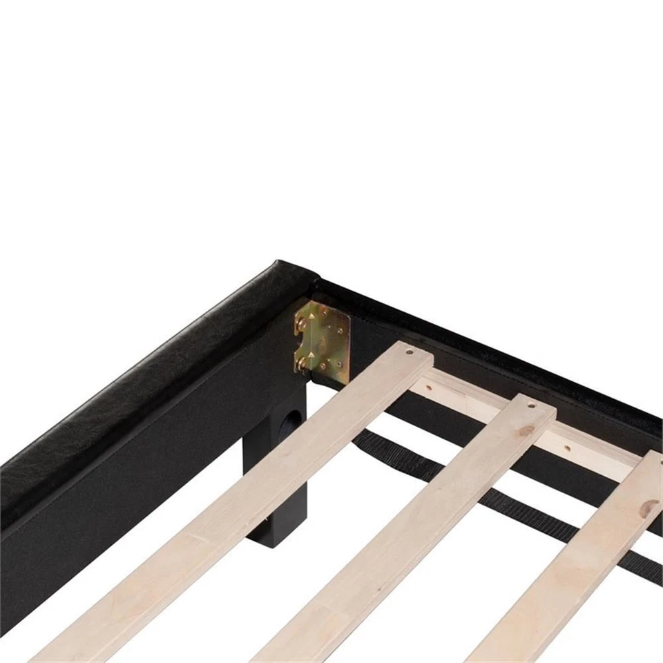 Poundex 家具双内饰床架带板条黑色人造皮革 — 第 3/4 张图片