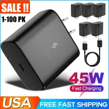 LOT 45W USB-C Super Fast Wall Charger PD 6ft Cable For Samsung Galaxy S23 Ultra 