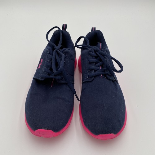 Fila Women's Cool Max Lace Up Fabric Tennis Shoes Sneakers Navy Pink Size 7 - Picture 2 of 8