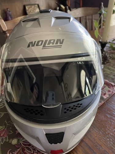 Nolan N103 N-COM Motorcycle Full Face Street Helmet Platinum Silver PRE OWNED M - Picture 6 of 12