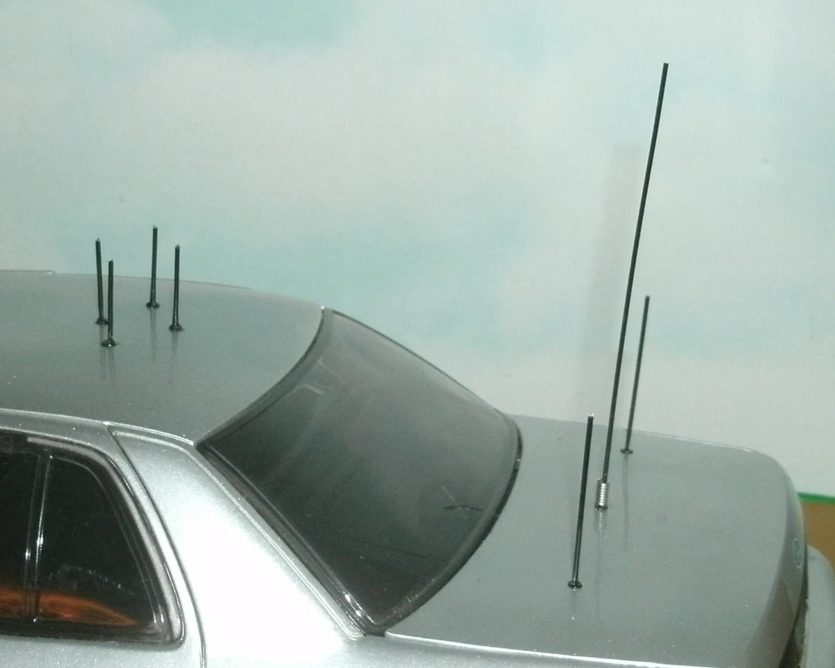 Seven 1 18 Scale Black Antennas for Police Emergency Vehicle Models 7 Parts