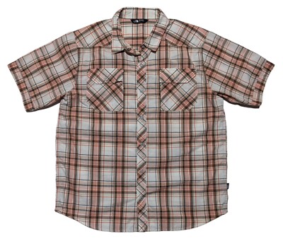 The North Face Snap Western Shirt Mens L Short Sleeve Multicolor Plaid EUC