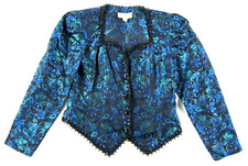 Vintage Nah Nah Collection Jonathan Tait Blue Floral Bolero Blazer Jacket 7/8