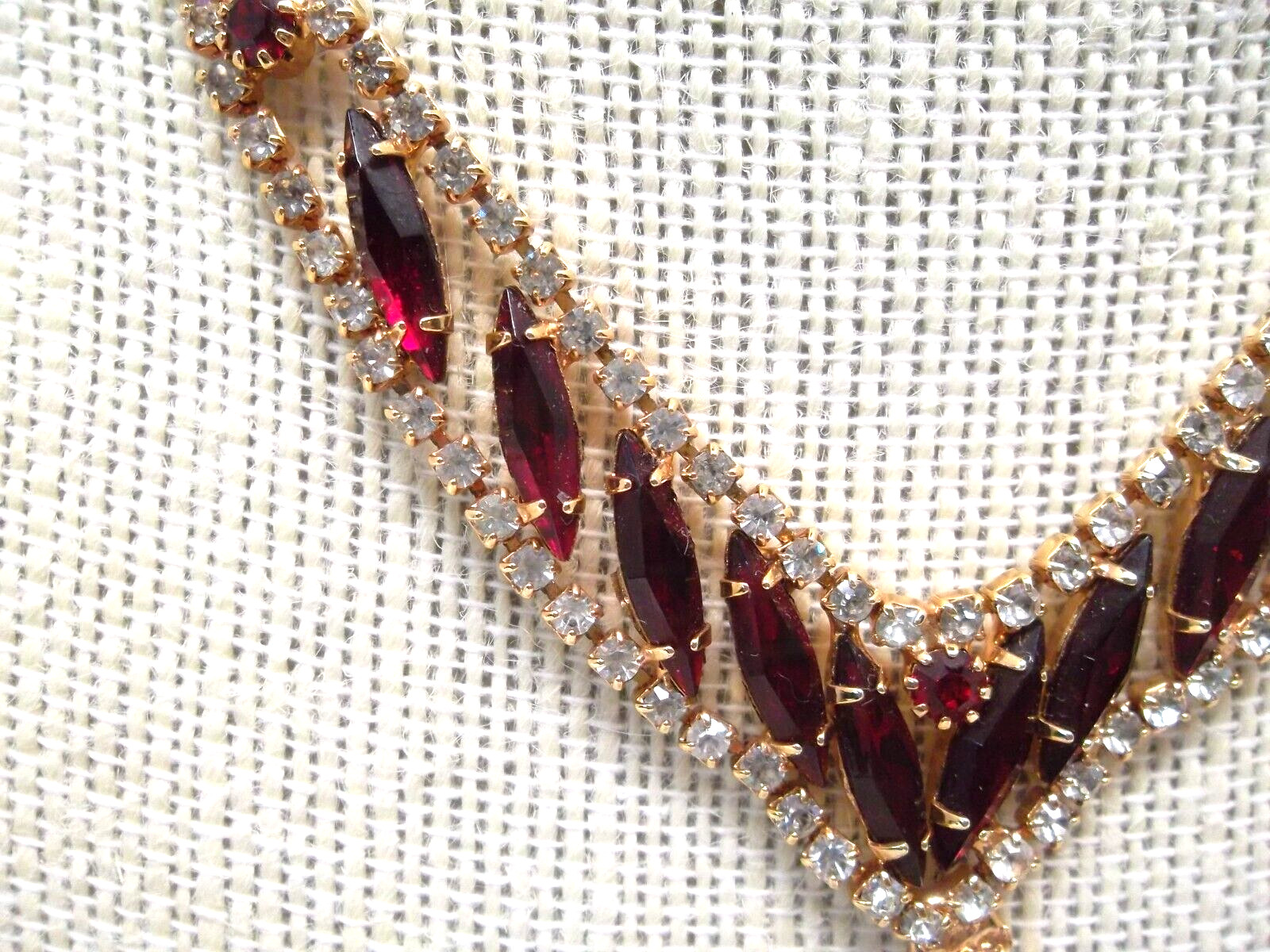 Ruby Red CZ Statement Choker Necklace Earrings EXQUISITE * NEW YEARS EVE READY