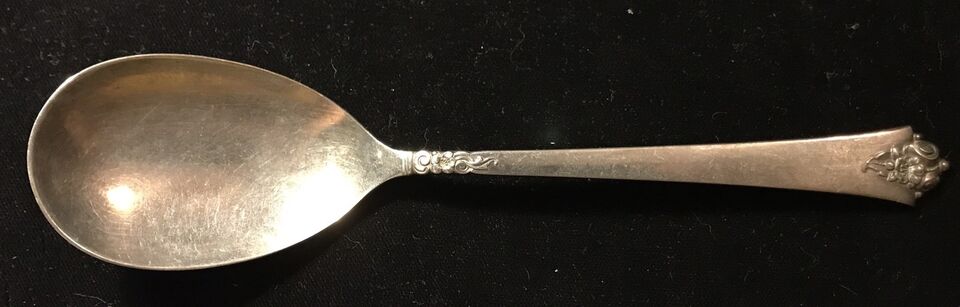 Sterling Silver Flatware - Royal Crest Castle Rose Serving Spoon Ovoid
