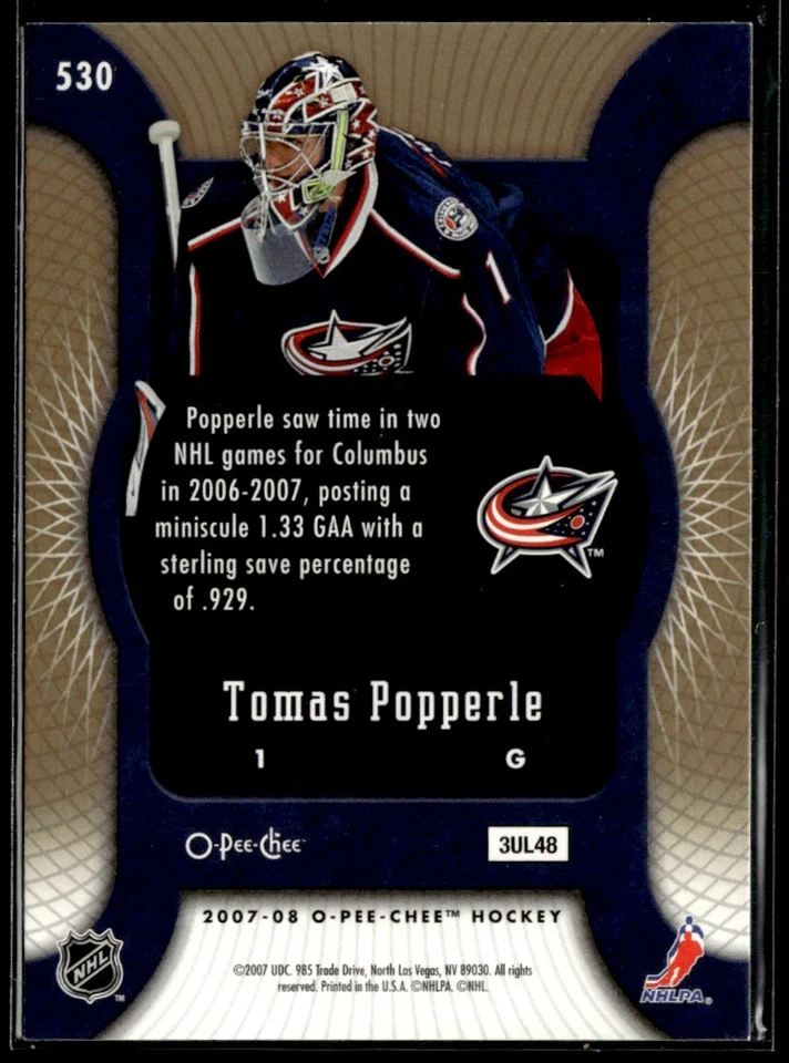 2007-08 O-Pee-Chee silver Tomas Popperle Rookie #530 - Image 2 of 2