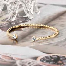 1ct Cuff Bracelet 18K Yellow Gold Diamond Test Pass Lab-Created VVS1/D/Excellent