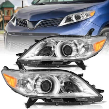For 2011-2020 Toyota Sienna Projector Chrome Headlights Lamps Left+Right 11-20