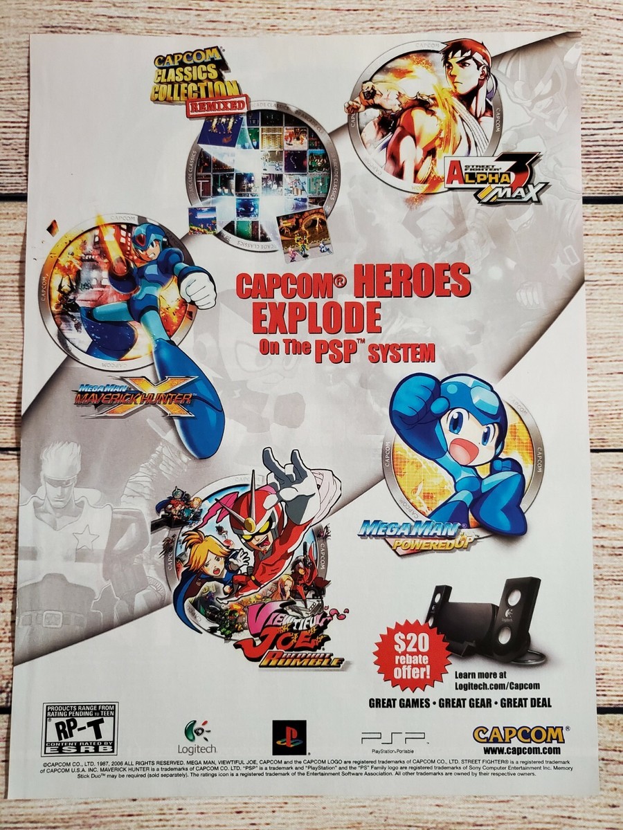 Capcom Classics Collection Remix PSP Game Promo Ad Art Print