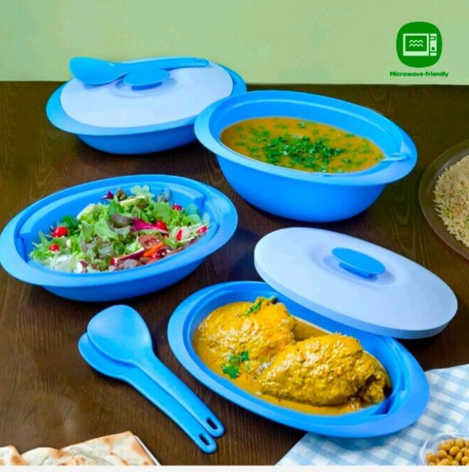 1 set x New Tupperware Blossom Microwaveable Servewere Set - Blue