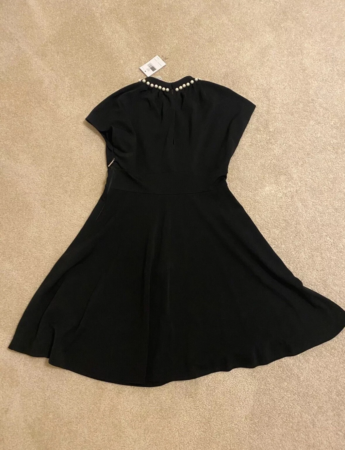 Abito da donna nero fut e svasato Kate Spade New York nuovo con etichette taglia 4