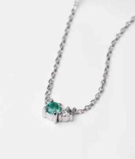 1Ct Round Cut Lab Created Green Emerald Women's Necklace 14K White Gold Plated