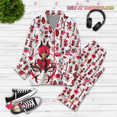Alastor Hello Hazbin Hotel Button Pajamas Set S